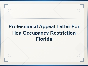 How to Appeal an Hoa Occupancy Restriction in Florida