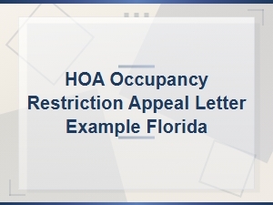 Florida Hoa Occupancy Restriction Appeal Letter Example Under Statute 720