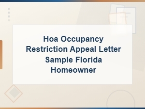 Florida Hoa Occupancy Restriction Appeal Letter Sample